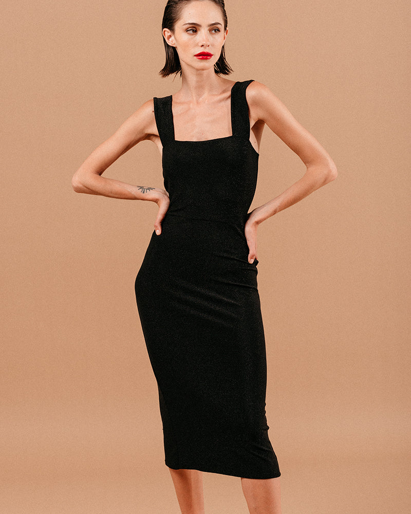 Robe Mi-Longue Louise - Noir