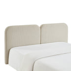Louison - Cabecero De Cama - Tela De Lino A Rayas - Blanco Y Beige