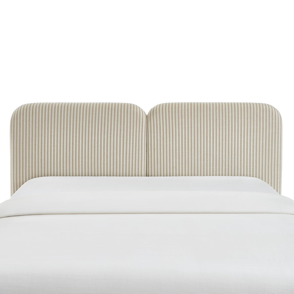 Louison - Cabecero De Cama - Tela De Lino A Rayas - Blanco Y Beige
