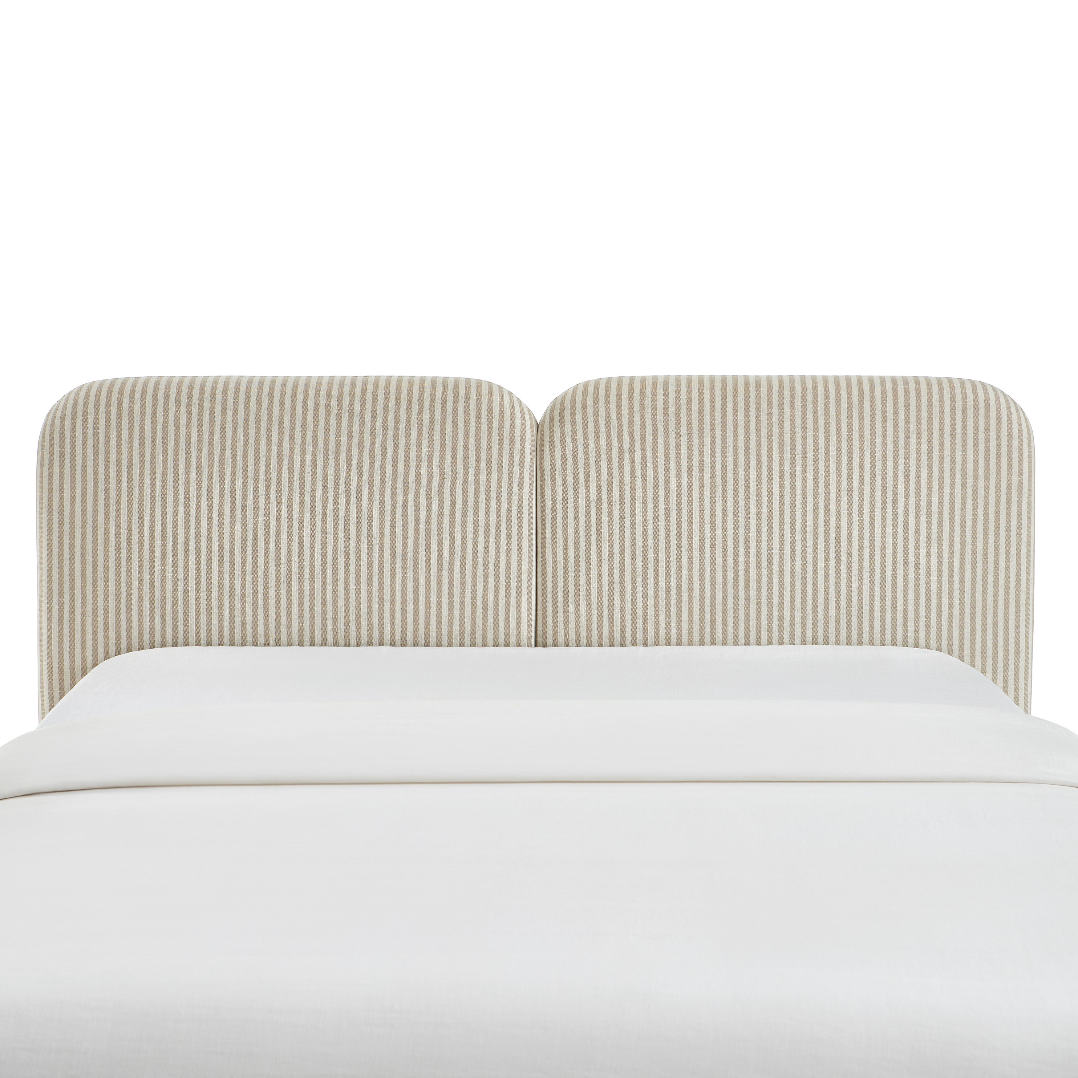 Louison - Cabecero De Cama - Tela De Lino A Rayas - Blanco Y Beige
