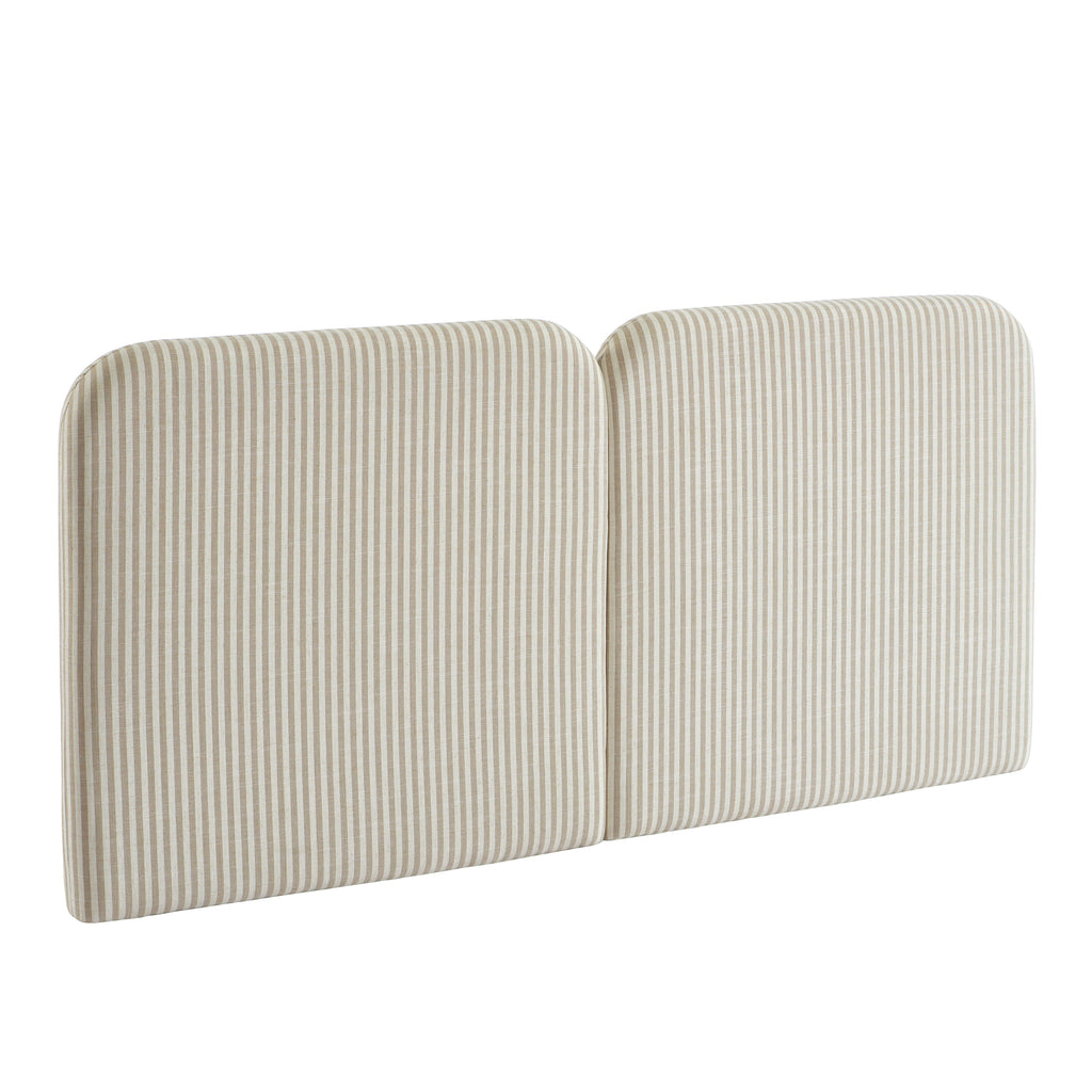 Louison - Cabecero De Cama - Tela De Lino A Rayas - Blanco Y Beige