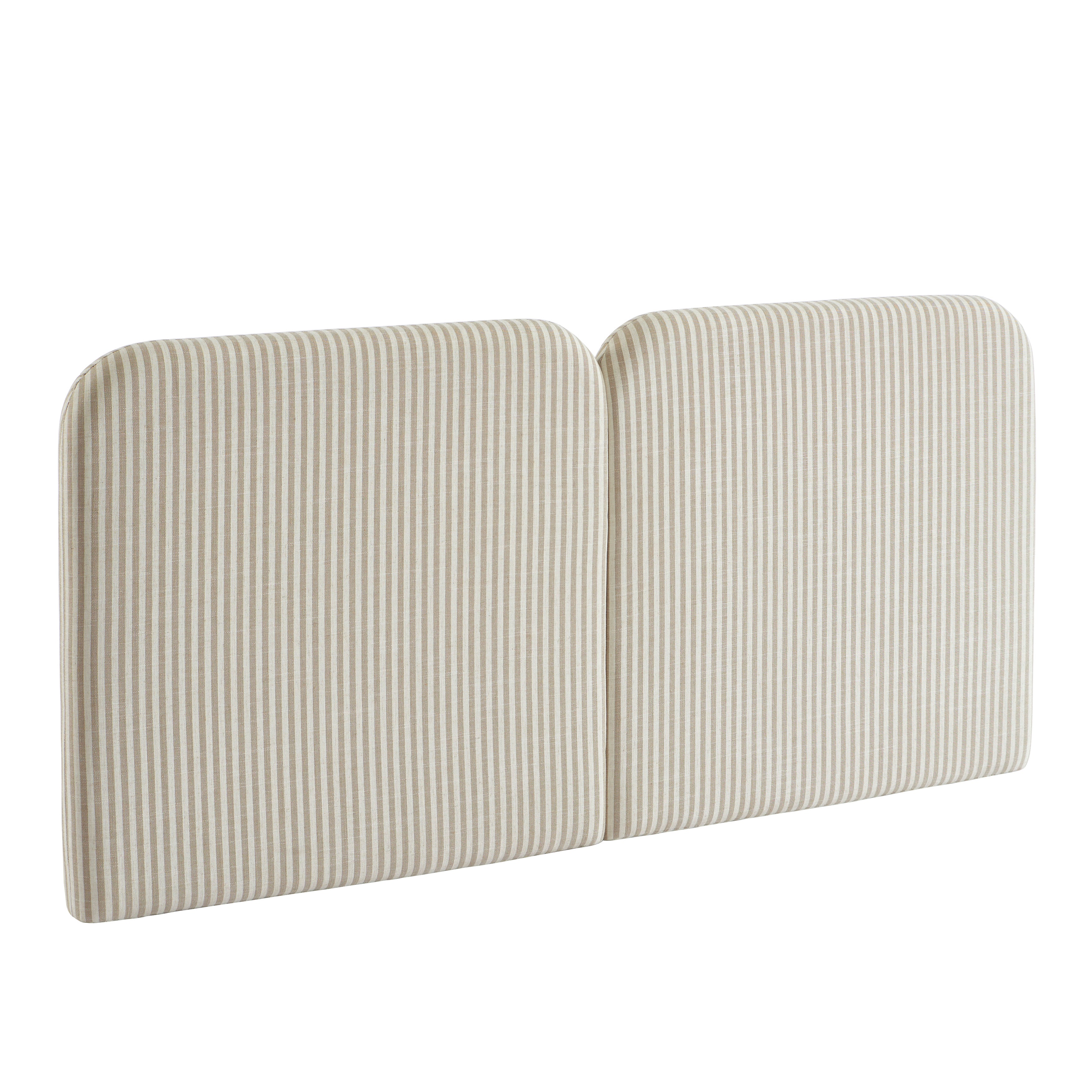 Louison - Cabecero De Cama - Tela De Lino A Rayas - Blanco Y Beige