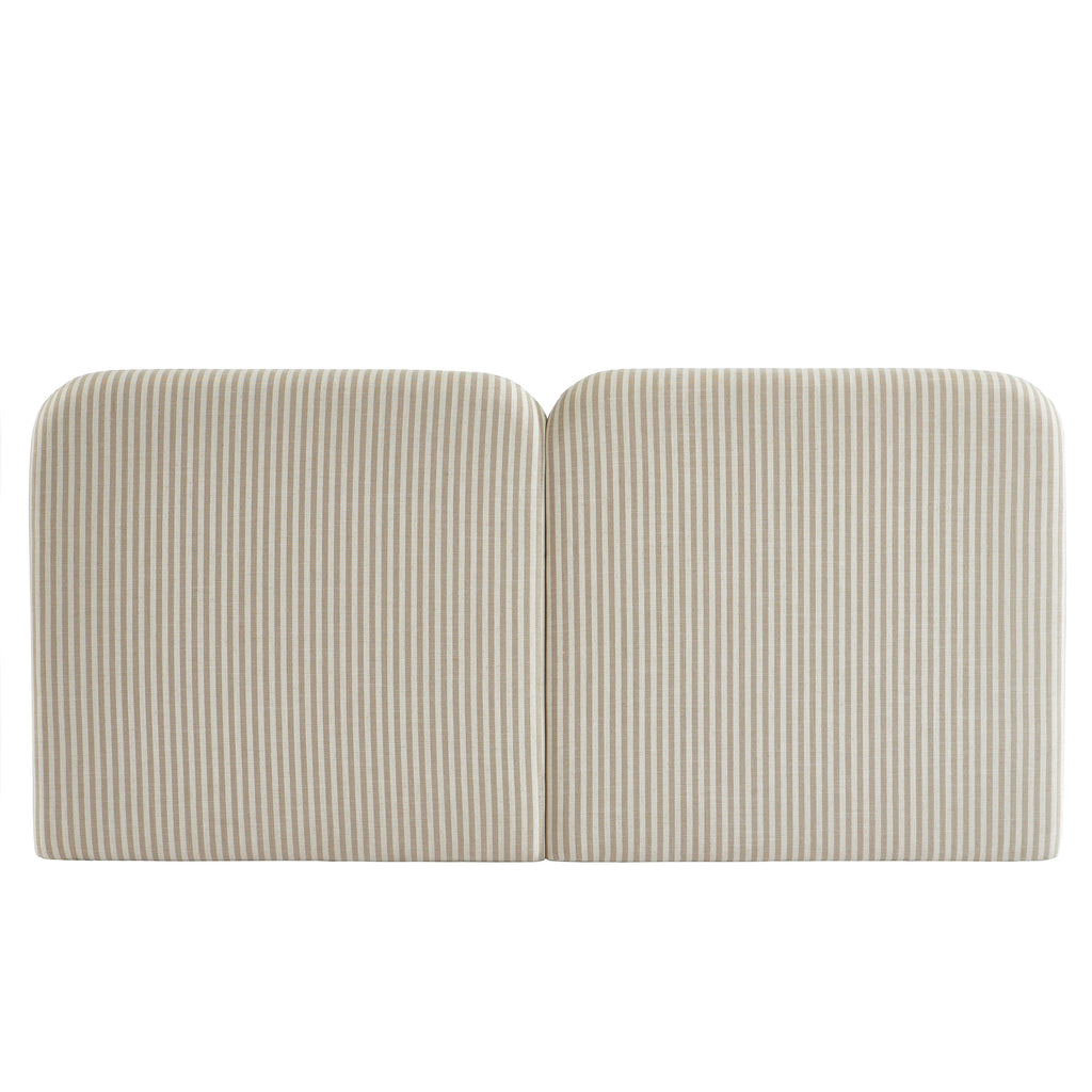 Louison - Cabecero De Cama - Tela De Lino A Rayas - Blanco Y Beige