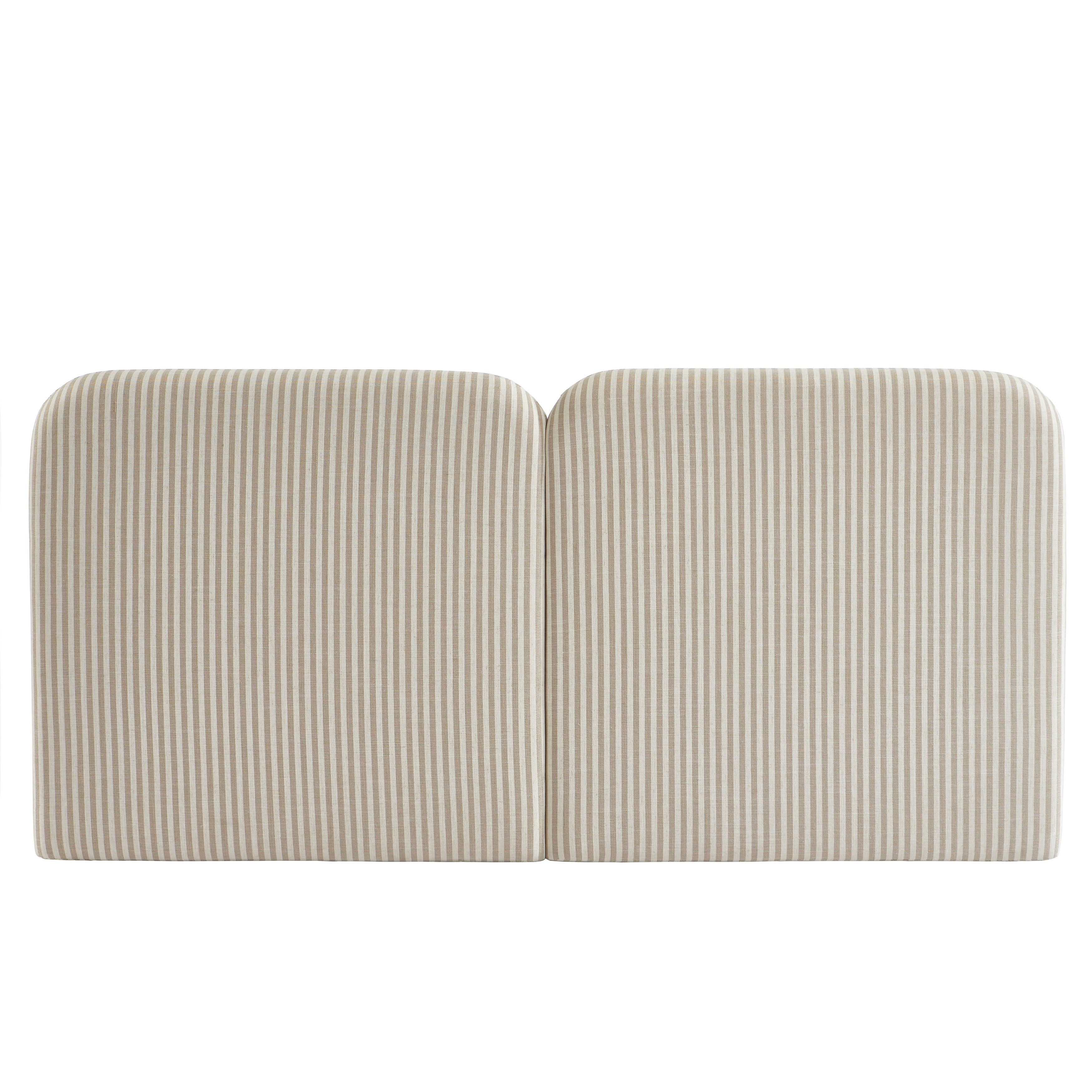 Louison - Cabecero De Cama - Tela De Lino A Rayas - Blanco Y Beige