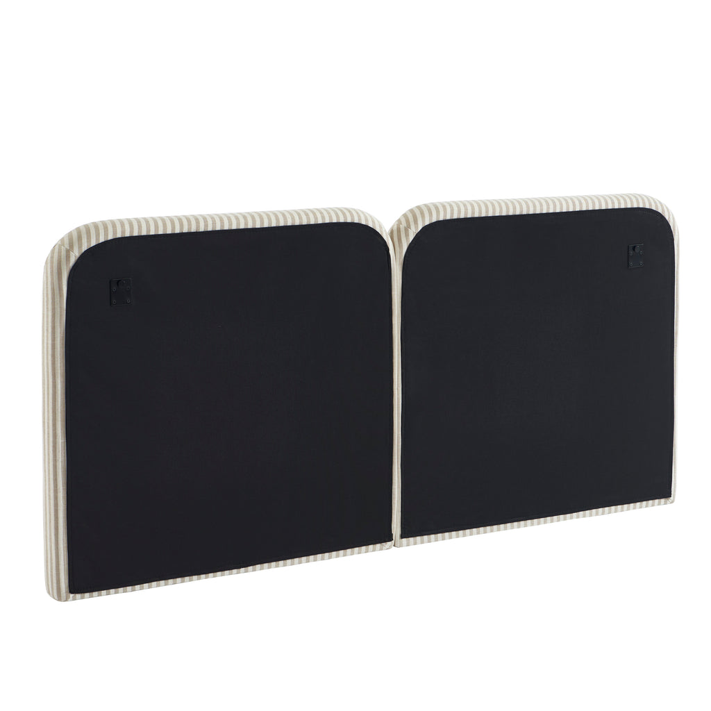 Louison - Cabecero De Cama - Tela De Lino A Rayas - Blanco Y Beige