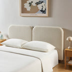 Louison - Cabecero De Cama - Tela De Lino A Rayas - Blanco Y Beige