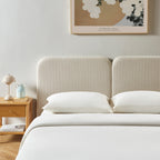 Louison - Cabecero De Cama - Tela De Lino A Rayas - Blanco Y Beige