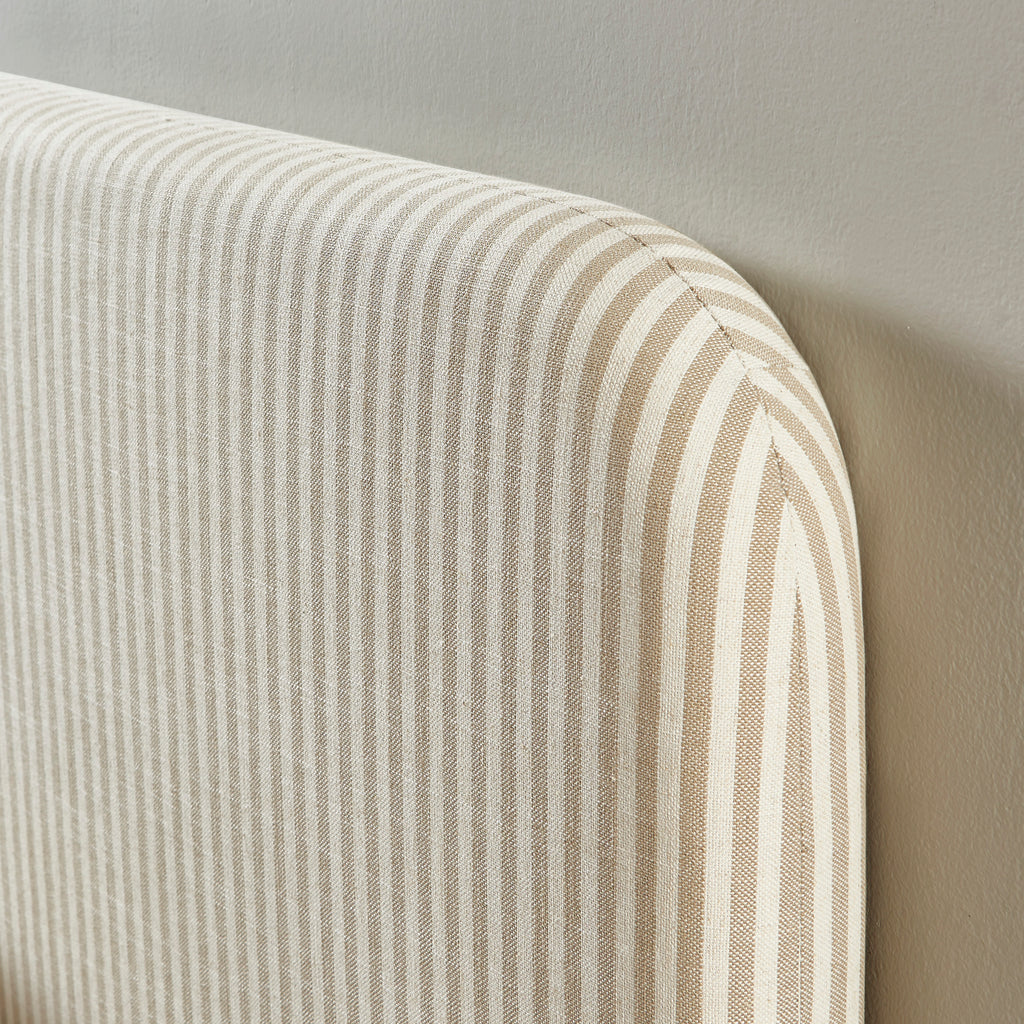 Louison - Cabecero De Cama - Tela De Lino A Rayas - Blanco Y Beige