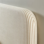 Louison - Cabecero De Cama - Tela De Lino A Rayas - Blanco Y Beige