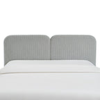 Louison - Headboard - Striped Linen Fabric - White and Blue