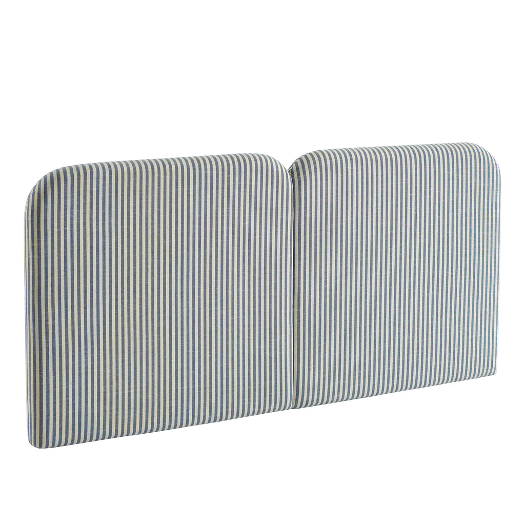 Louison - Headboard - Striped Linen Fabric - White and Blue