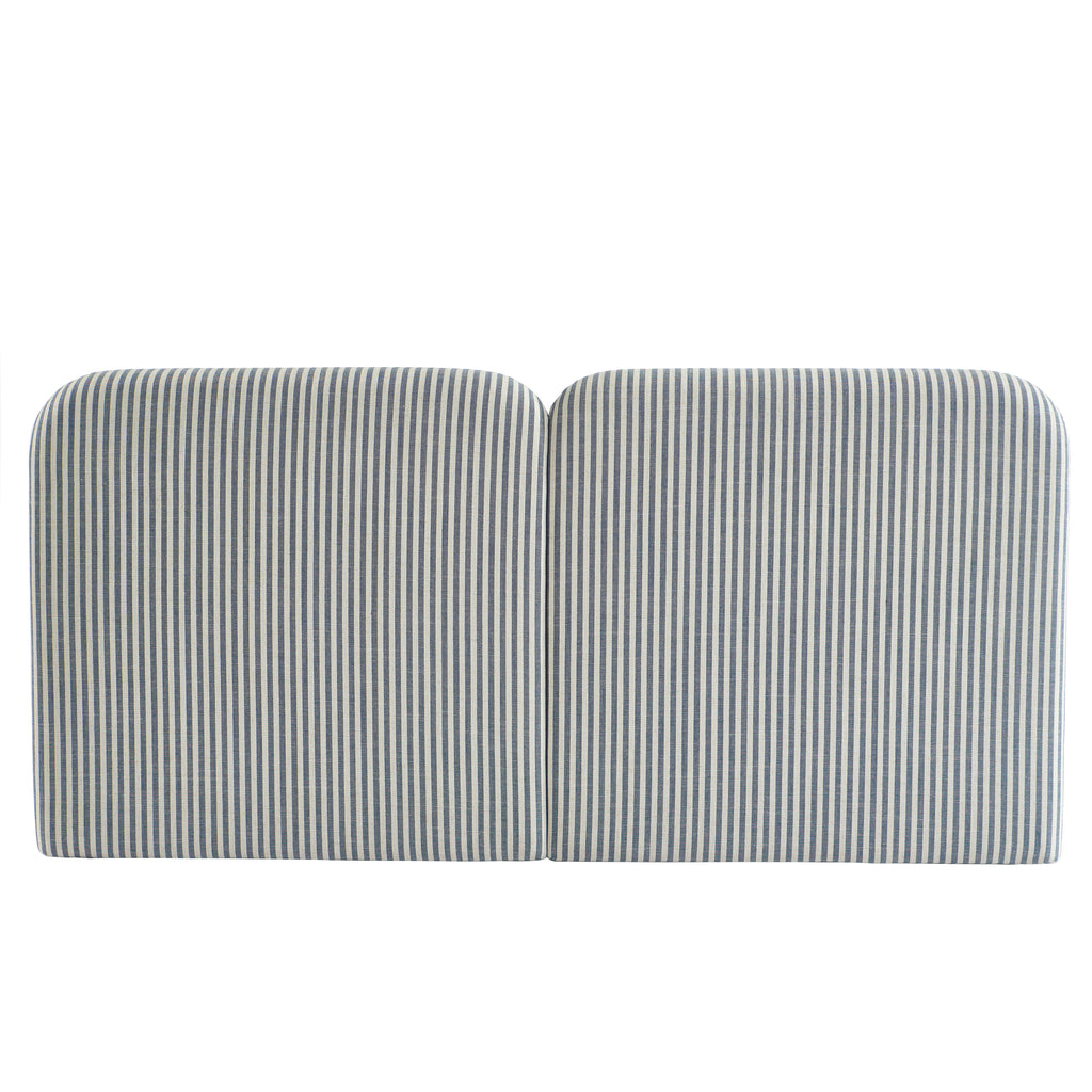 Louison - Headboard - Striped Linen Fabric - White and Blue