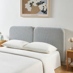Louison - Headboard - Striped Linen Fabric - White and Blue