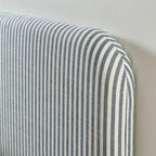 Louison - Headboard - Striped Linen Fabric - White and Blue