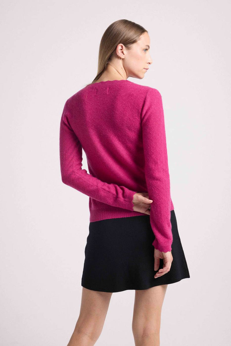 Lou Wave Collar And Cuffs Sweater - Pomegranate - 100% Oeko-Tex Cashmere - Woman