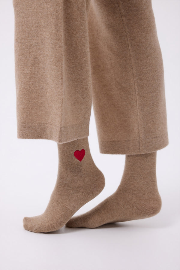 Uniseks sokken met hartje Love - Crèmebeige - Uniseks