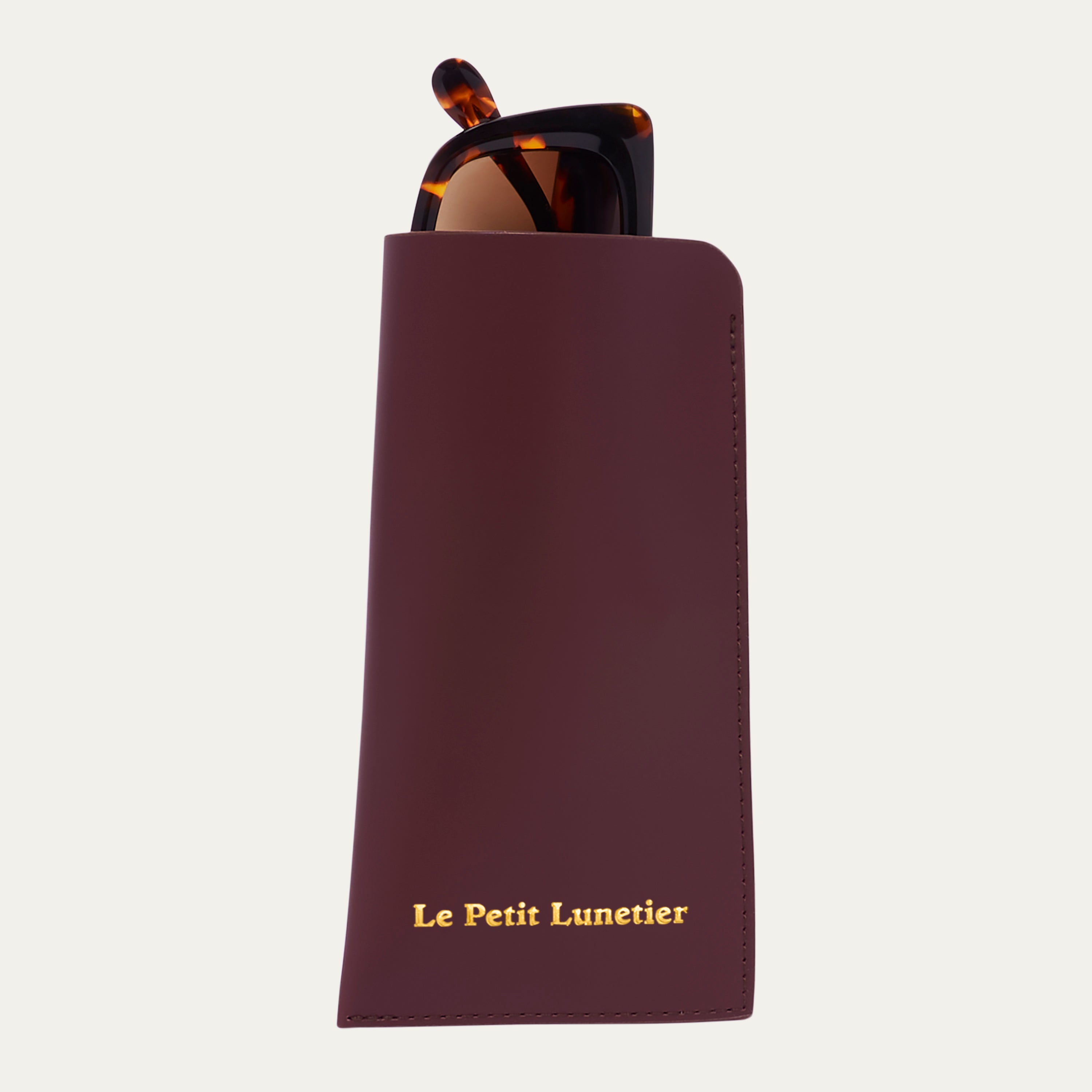 Pochette À Lunettes En Cuir Pochette - Bordeaux - Mixte