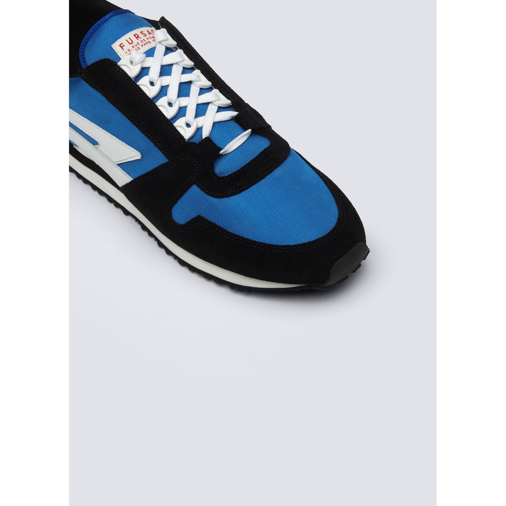 Sneakers En Cuir Et Nylon - Bleu Et Noir - Logo Blanc