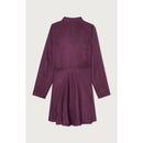 Short Dress with Stand Collar - Grape - Women
