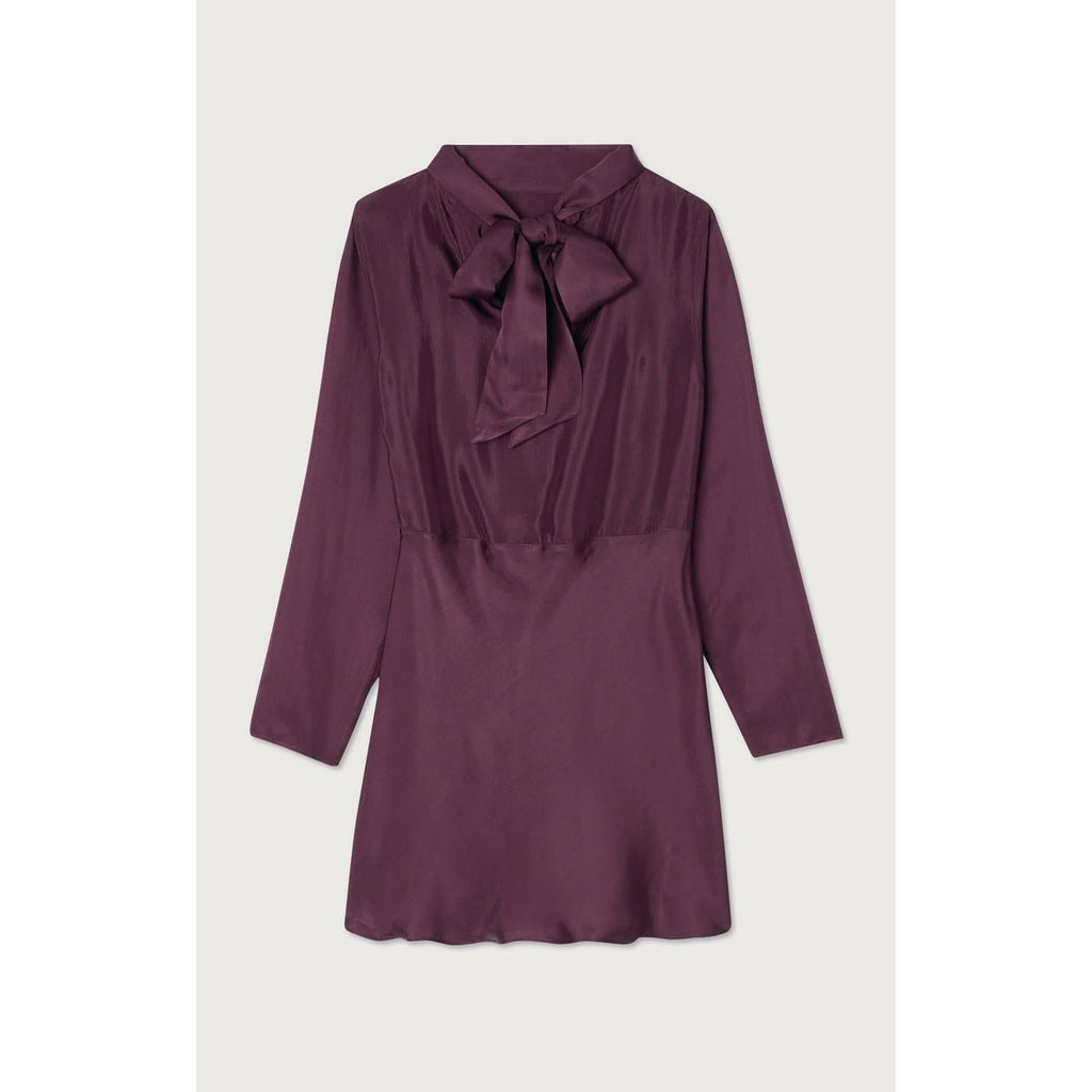 Vestido corto de cuello alto - Uva - Mujer