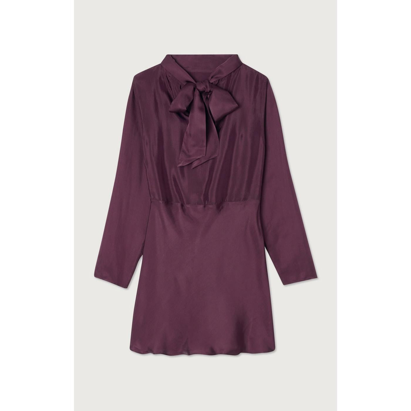 Vestido corto de cuello alto - Uva - Mujer