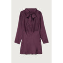 Short Dress with Stand Collar - Grape - Women