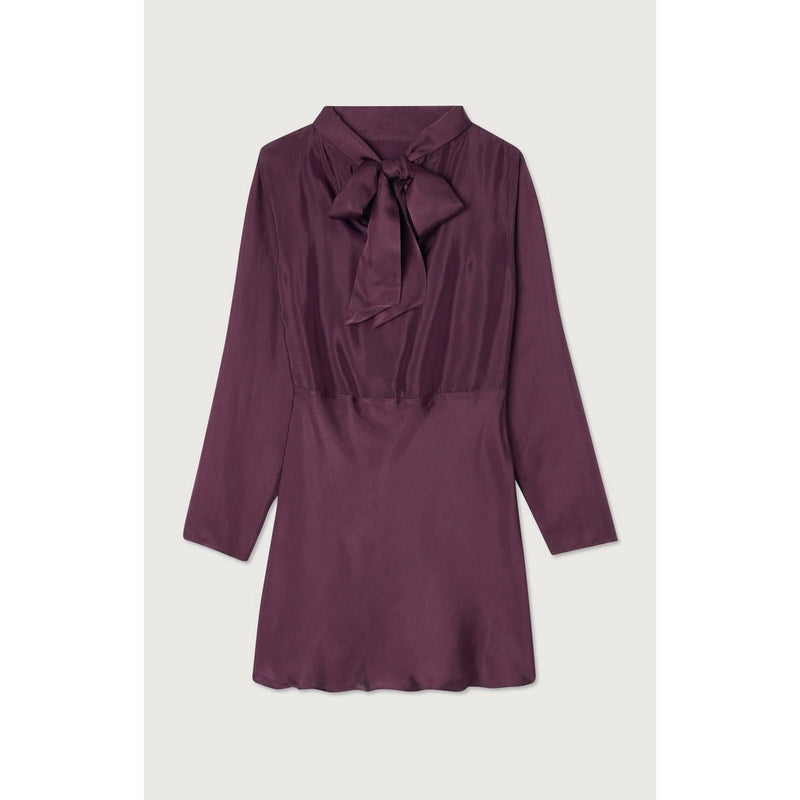 Short Dress with Stand Collar - Grape - Women