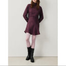 Short Dress with Stand Collar - Grape - Women