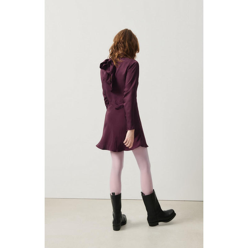 Short Dress with Stand Collar - Grape - Women