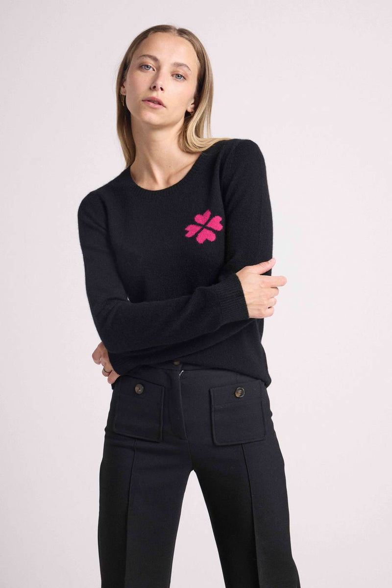 Pull Col Rond Lucky - Noir Rose