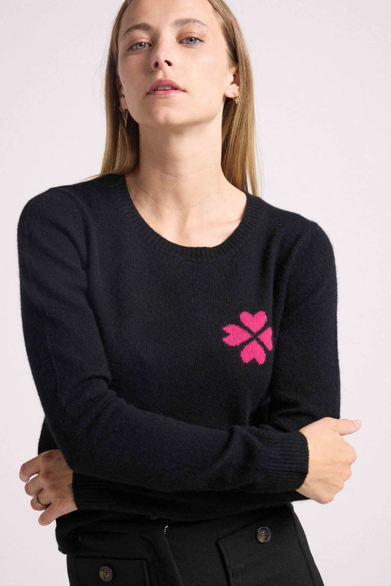 Pull Col Rond Lucky - Noir Rose