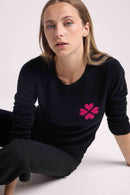 Pull Col Rond Lucky - Noir Rose