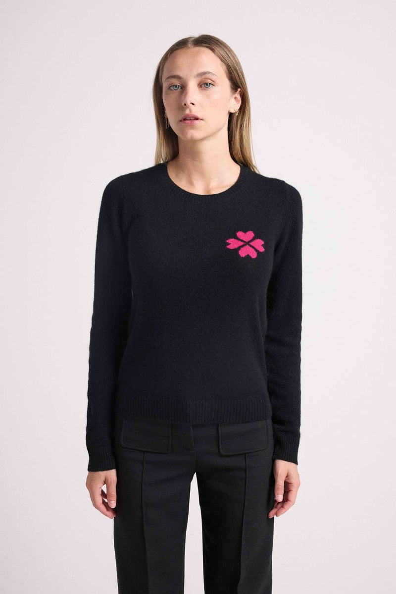 Pull Col Rond Lucky - Noir Rose