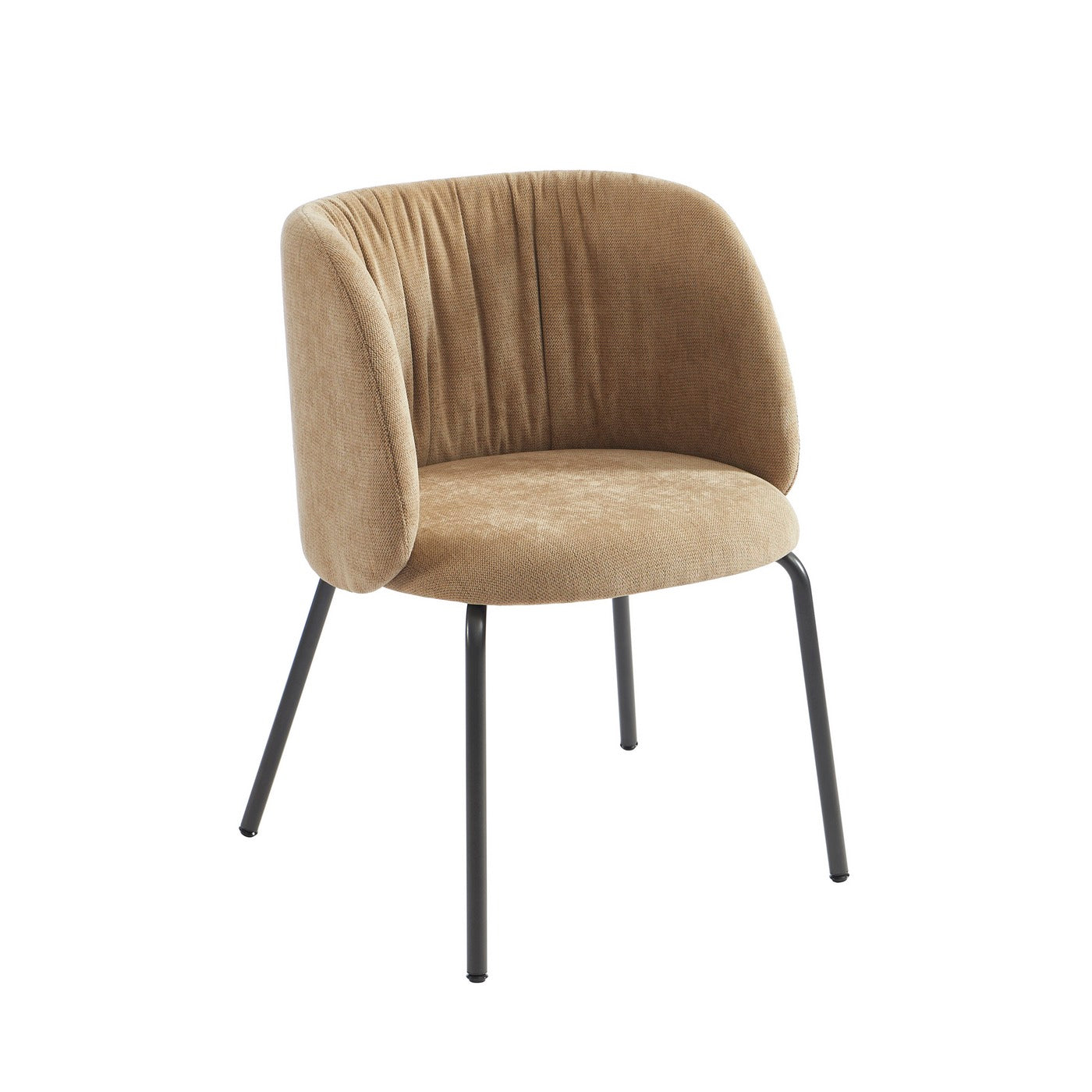 Luisa - Chairs - Chenille Fabric - Ochre And Black Metal Legs