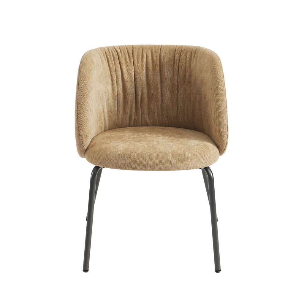 Luisa - Chairs - Chenille Fabric - Ochre And Black Metal Legs