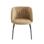 Luisa - Chairs - Chenille Fabric - Ochre And Black Metal Legs