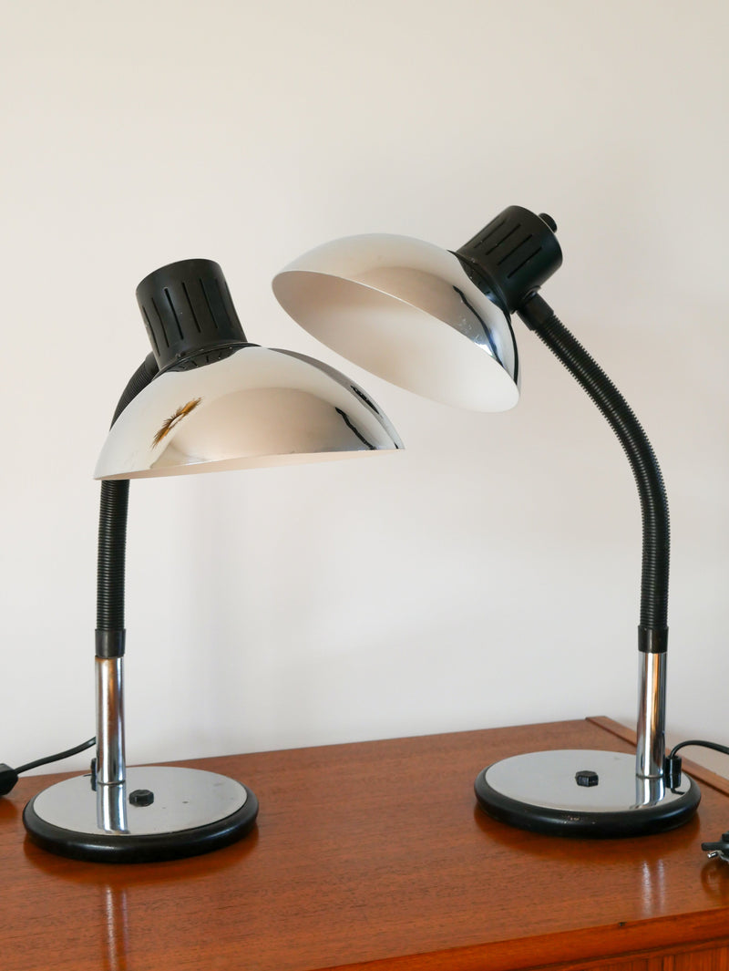 Lampe De Bureau Orientable En Métal Chromé - Aluminor - Design - 1970