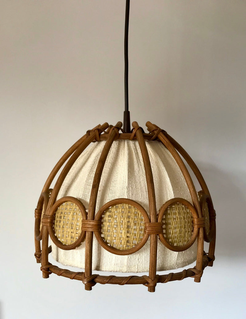 Suspension Scandinave En Rotin Toile Et Cannage - Années 60-70