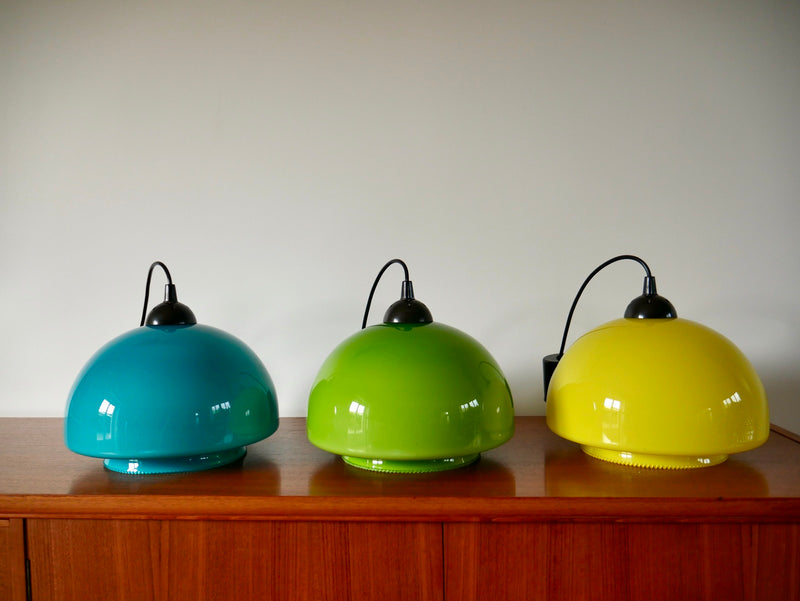 Suspension En Opaline Verte Mushroom Design - Années 60-70