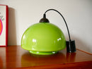 Suspension En Opaline Verte Mushroom Design - Années 60-70