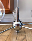 Suspension Design En Chrome Et Boules En Verre 5 Feux Space Age - Années 70