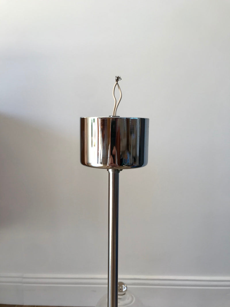 Suspension Design En Chrome Et Boules En Verre 5 Feux Space Age - Années 70