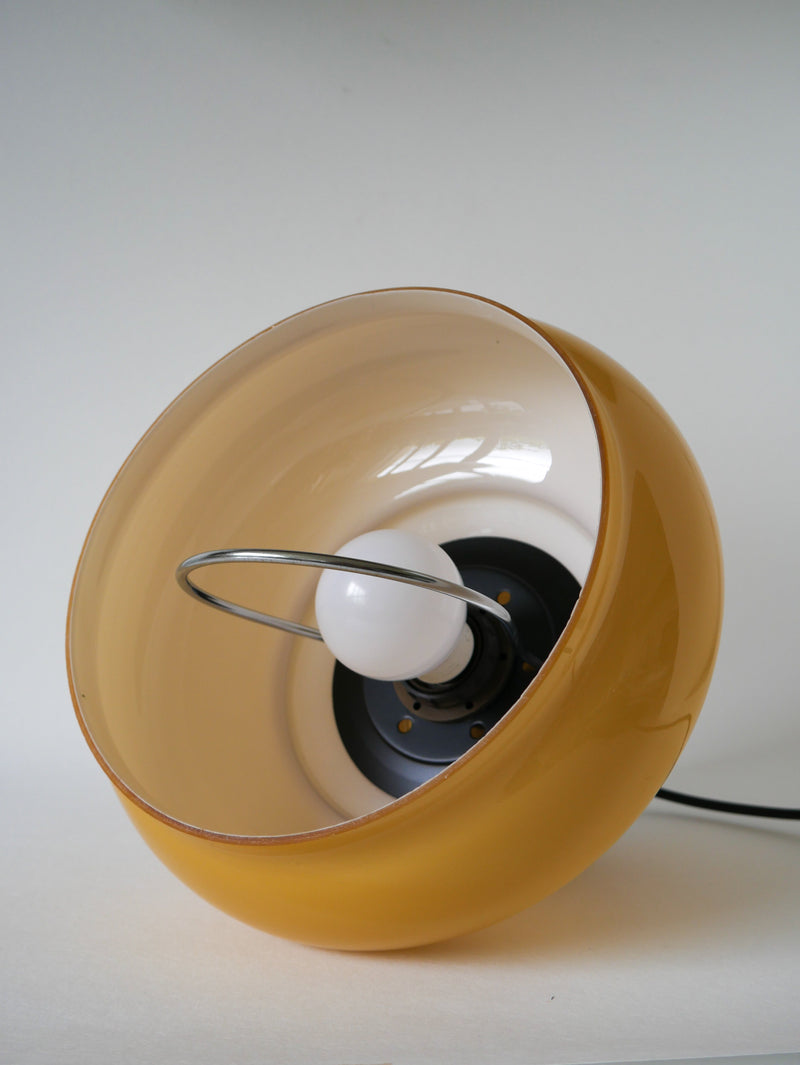 Suspension En Opaline Jaune Avec Arc En Métal - Design - 1970