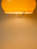 Suspension En Opaline Jaune Avec Arc En Métal - Design - 1970