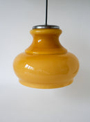 Suspension En Opaline Jaune Avec Arc En Métal - Design - 1970