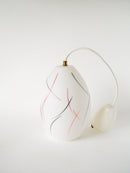 Suspension Ovale En Opaline Mat - Formes Libres - Blanc Noir Et Rouge - Design Scandinave - 1960