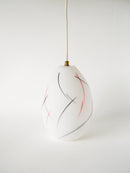 Suspension Ovale En Opaline Mat - Formes Libres - Blanc Noir Et Rouge - Design Scandinave - 1960