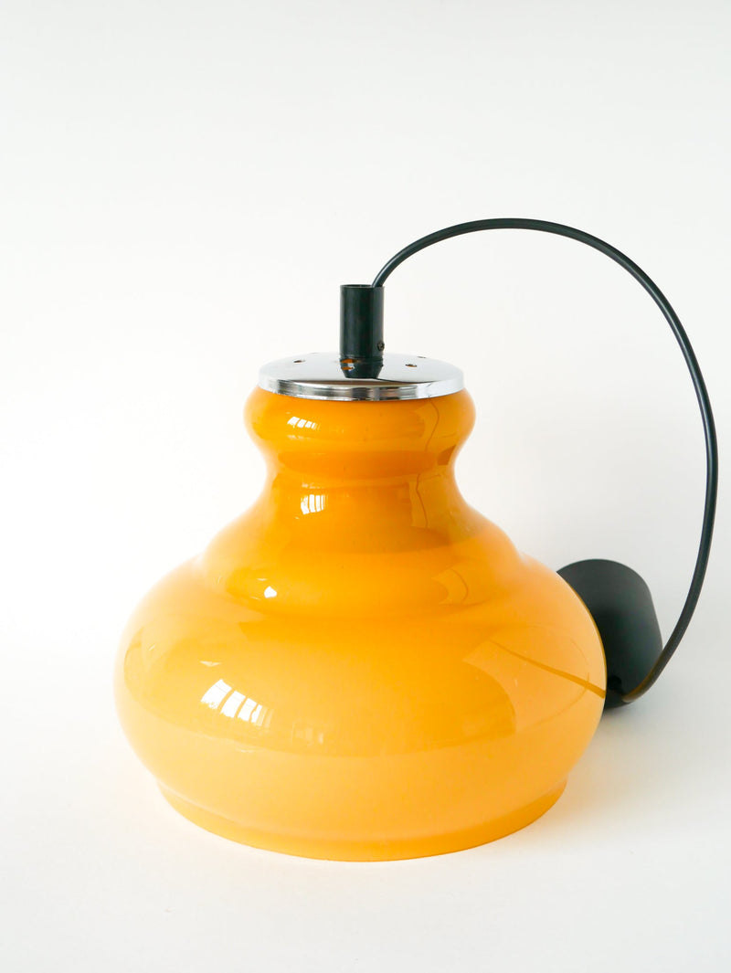 Suspension En Opaline - Jaune Moutarde - Design - 1970