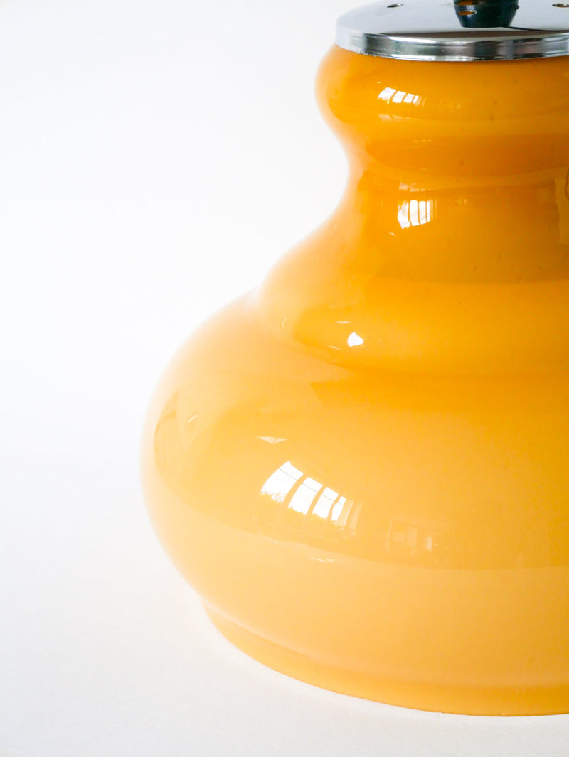 Suspension En Opaline - Jaune Moutarde - Design - 1970