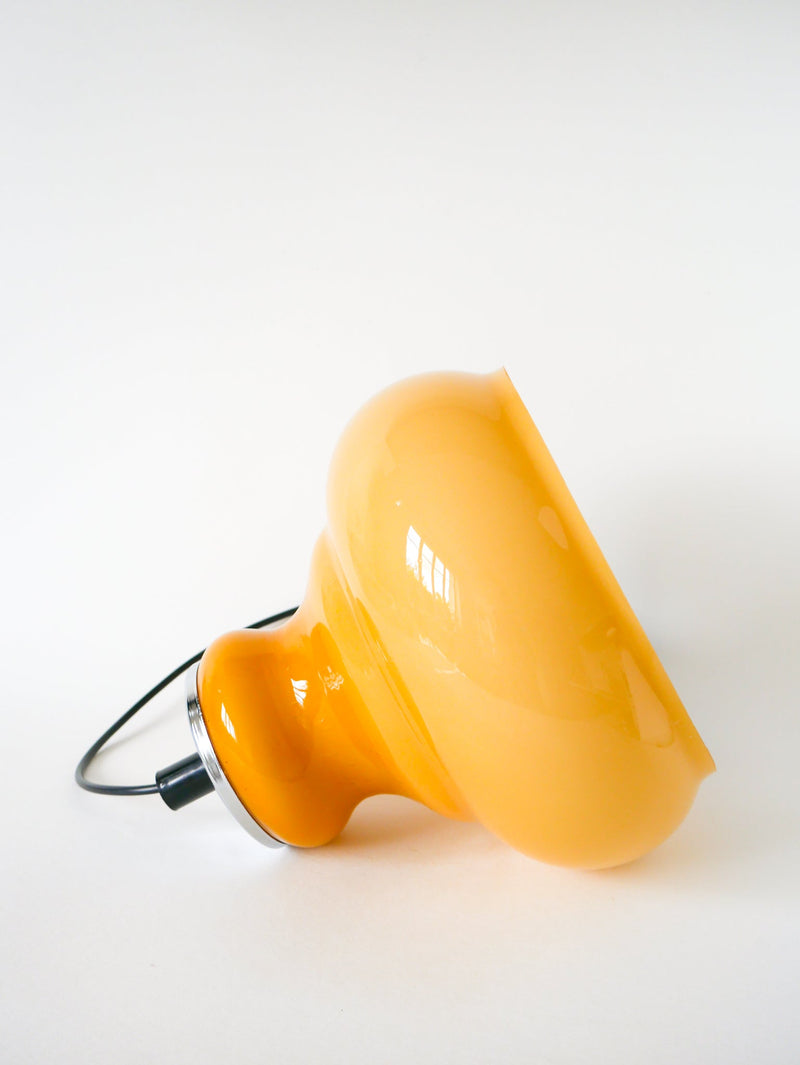 Suspension En Opaline - Jaune Moutarde - Design - 1970